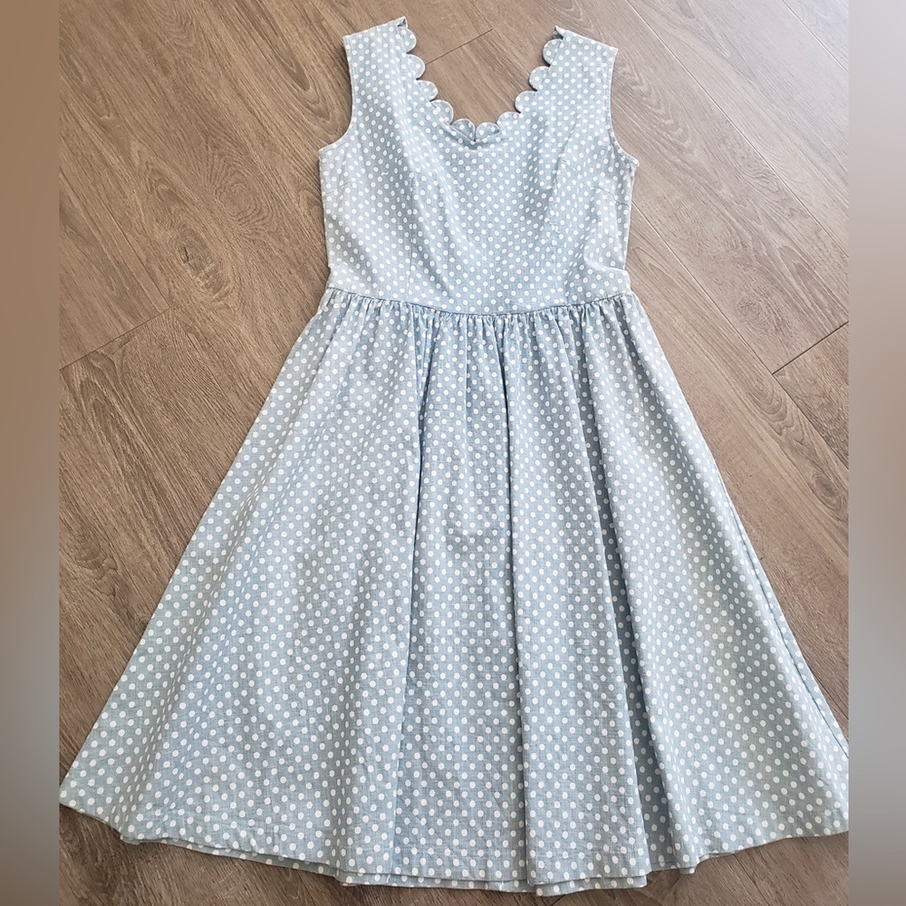 Lindy Bop Blue Polka Dot Midi Dress